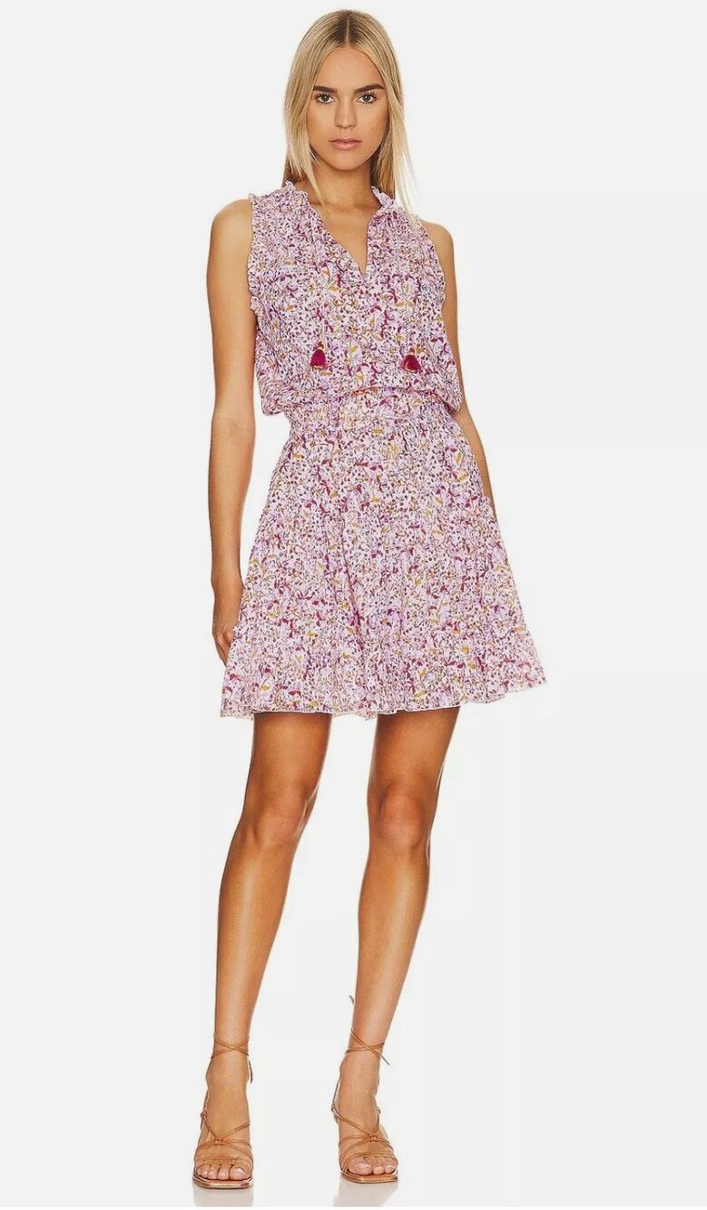 POUPETTE ST BARTH Clara Mini Dress Floral Cotton Jonquille Womens Large